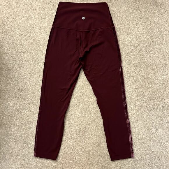 Lululemon Align Super High Rise Velvet Stripe Garnet Red Leggings Size 6 - Picture 5 of 8